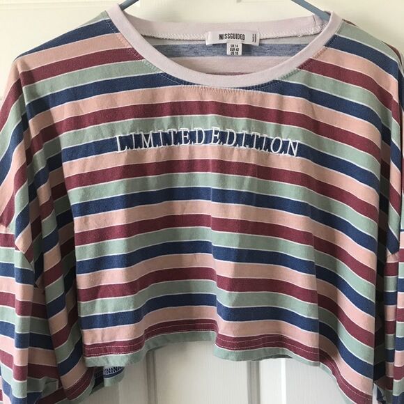 3/$15 Missguided long sleeve striped crop top - Picture 4 of 4